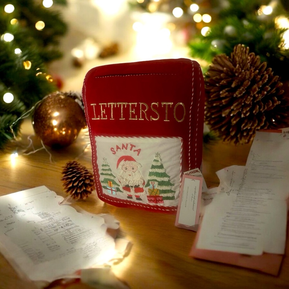 Cupcakes and cashmere letters to Santa pillow